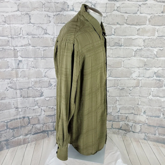 Tommy Bahama  Shirt Olive Green Silk Button Front XLX - Picture 7 of 13